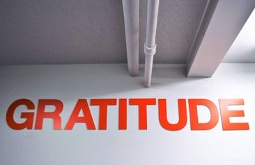 Big orange letters saying gratitude